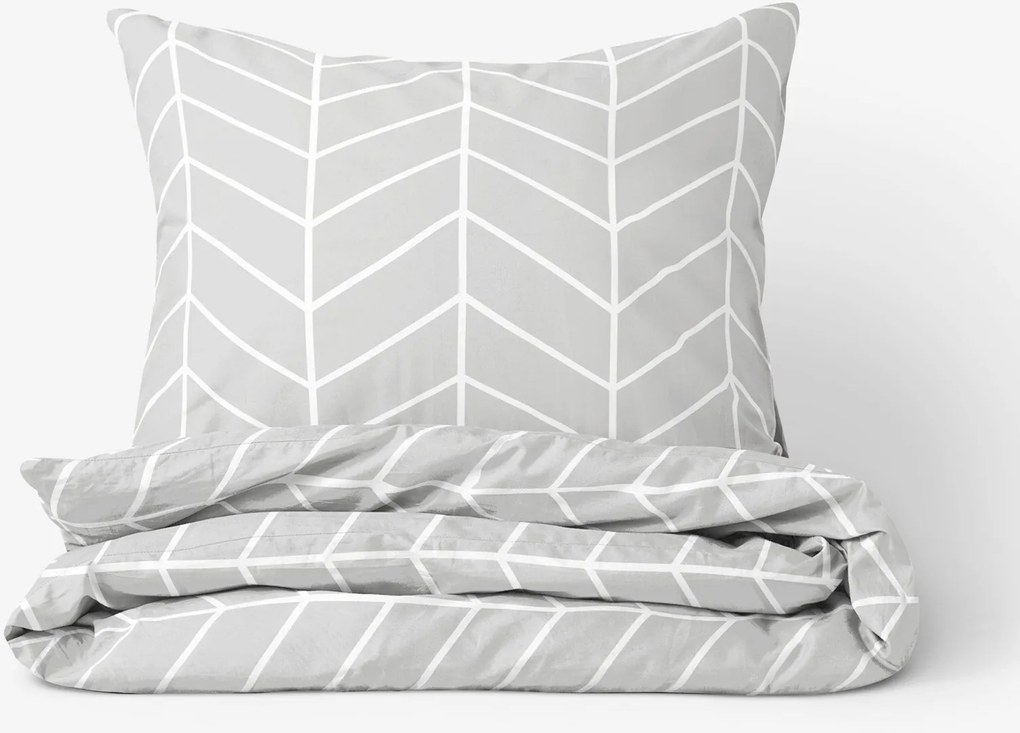 Goldea bavlnené posteľné obliečky - cikcak na sivom 150 x 200 a 50 x 60 cm