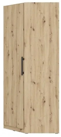 Rohová šatníková skriňa MARO 94x213 cm, dub Artisan
