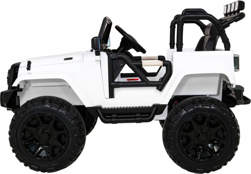 Ramiz Detský terénny biely džíp na batérie + diaľkové ovládanie + svetlá zvuky