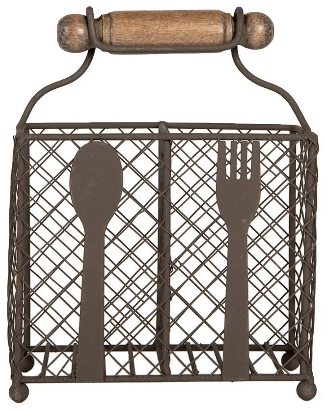 Hnedý drôtený stojan na príbory - 19*11*24 cm