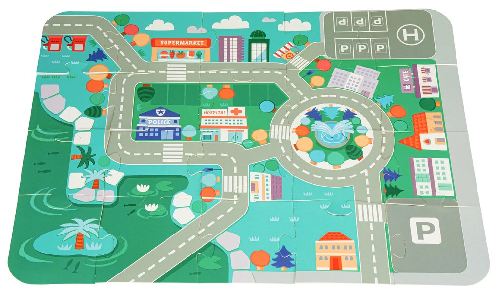 WELLHOX Drevené vzdelávacie bloky city mat 121 ks