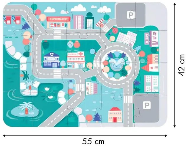 WELLHOX Drevené vzdelávacie bloky mesto s podložkou 115 ks