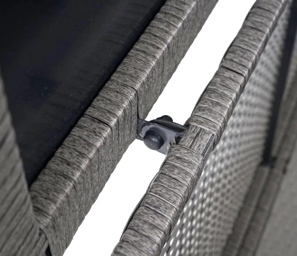 Polyratanový záhradný úložný box HWC-D88 - základná sivá, 51x115x59cm 250l