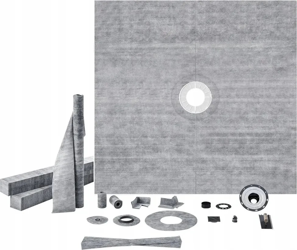 Sprchová vanička štvorcová 1828 x 1828 mm, vodotesný nerezový set