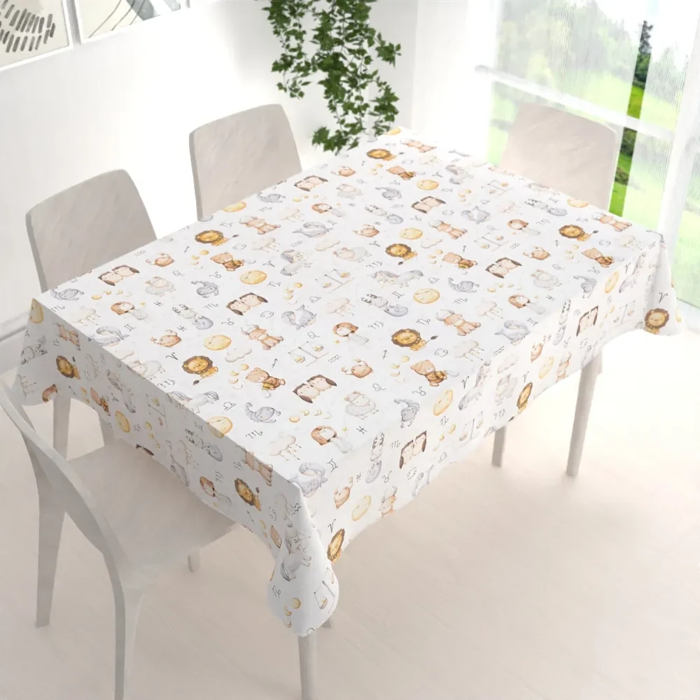 Biante Detský bavlnený obdĺžnikový obrus Sandra SA-439 Znamenia zverokruhu 140x200 cm
