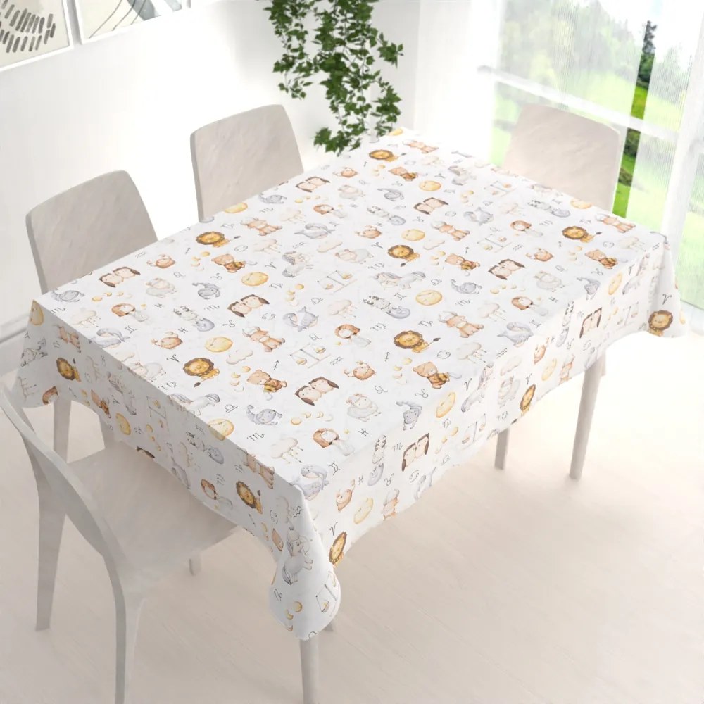 Biante Detský bavlnený obdĺžnikový obrus Sandra SA-439 Znamenia zverokruhu 60x100 cm