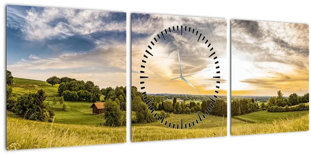 Obraz krajiny (s hodinami) (90x30 cm)