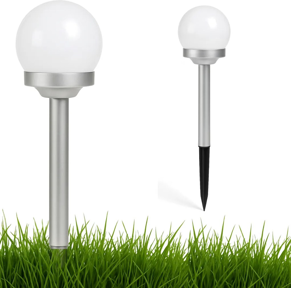JU Solárna lampa – plastová guľa 10 cm,
1 biela LED
