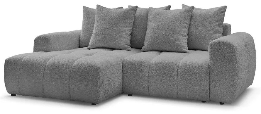 Sivá rozkladacia/s úložným priestorom rohová pohovka z textílie buklé (ľavý roh/s leňoškou) Roxelane – Bobochic Paris