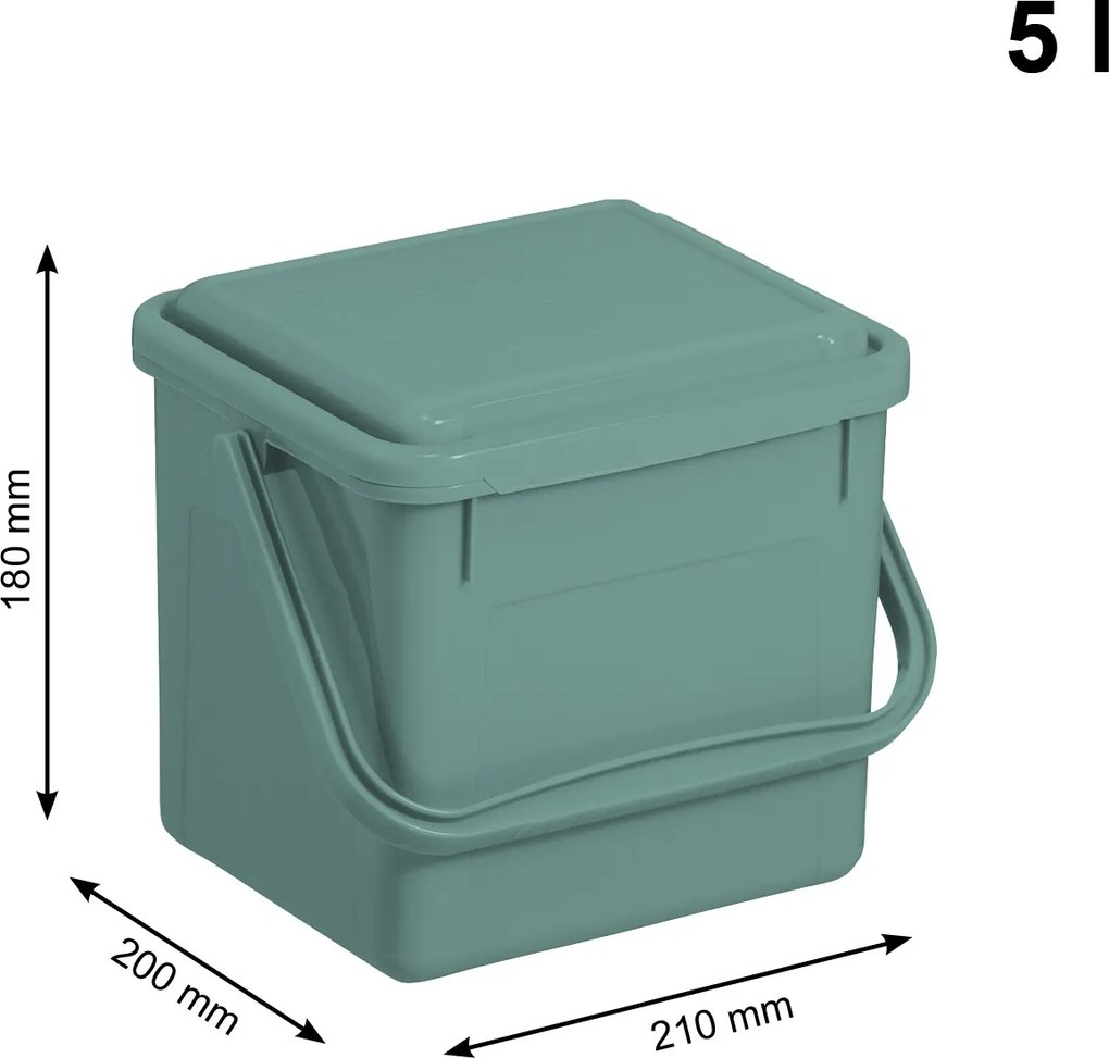 Rotho 2. akosť - S - Odpadkový kôš, na bio odpad, Kompostér BIO, matne zelený, 5l
