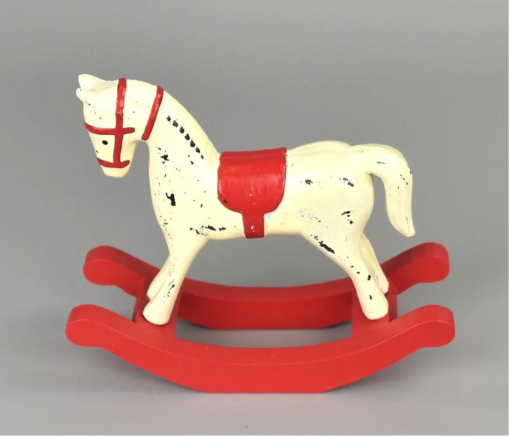 Drevená dekorácia Hojdací kôň 13 x 11 cm, červená