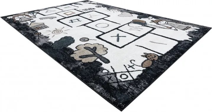 Dywany Łuszczów 120x170 cm Detský kusový koberec Fun Hop black, čiernobiela, detská izba