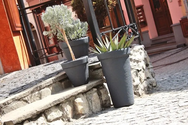 Podlhovastý kvetináč Classic tmavosivý