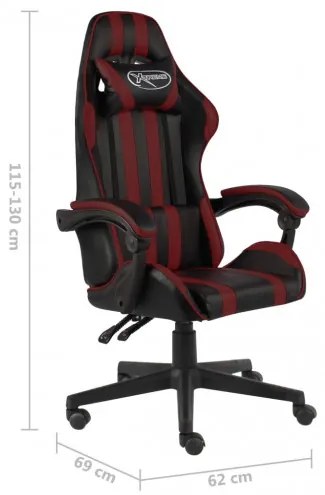 vidaXL Herná stolička čierna a vínová umelá koža-