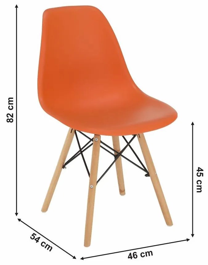 Stolička, oranžová/buk, CINKLA 3 NEW