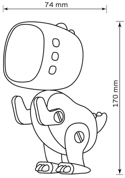LED Stmievateľná detská nočná lampička s budíkom ROBOT LED/1W/5V 1200 mAh