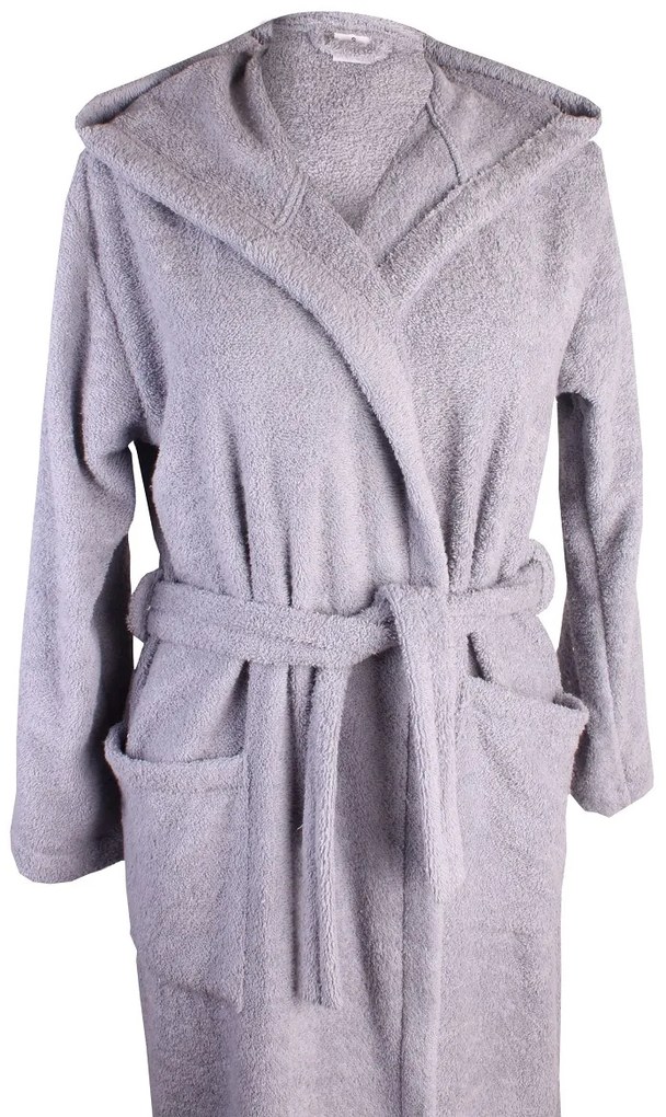 Župan froté šedý Veľkosť: S, strih: kapucňa