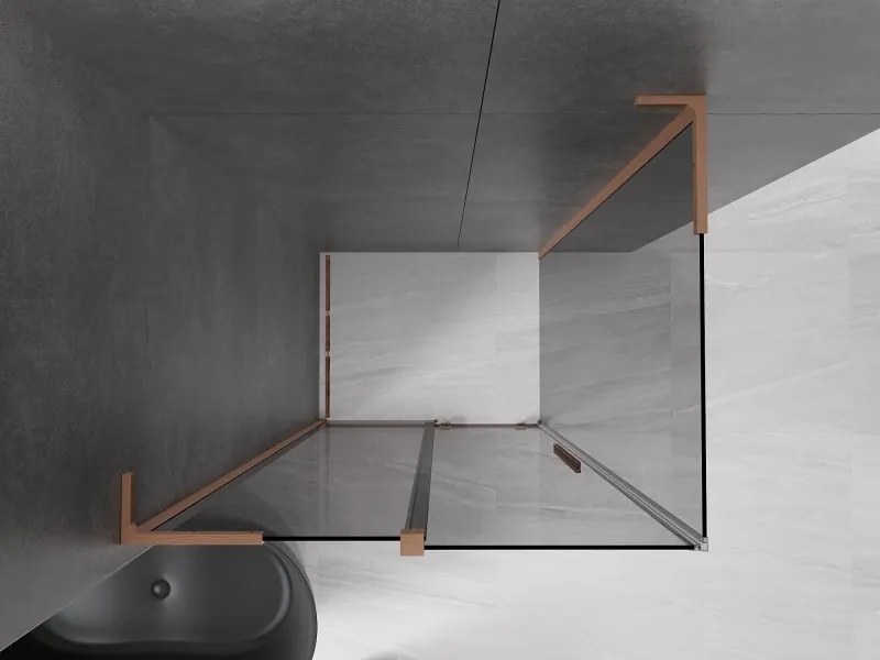 Mexen Velar L, sprchový kút s posuvnými dverami 120 x 70 cm, 8mm šedé sklo, medená matná, 871-120-070-33-65