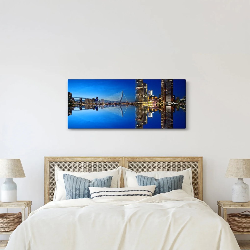 Obraz - nočný Rotterdam (120x50 cm)