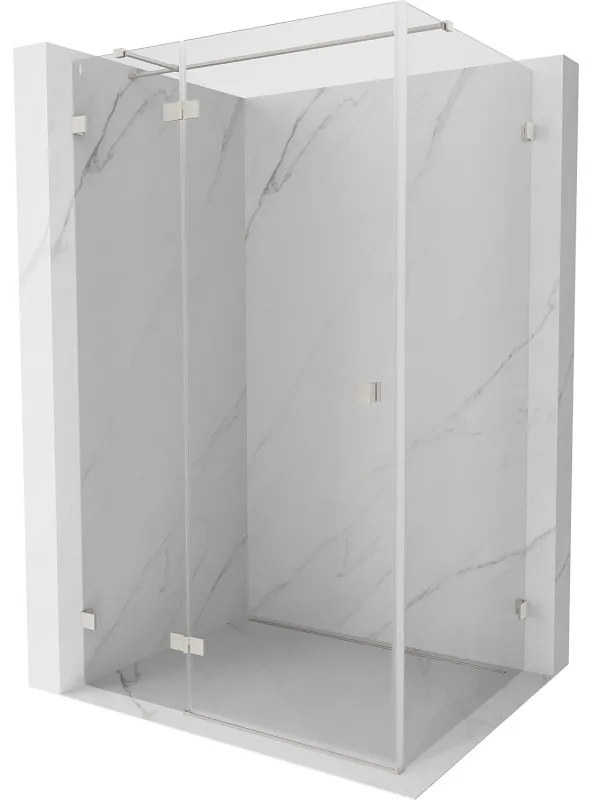 Mexen Lunar T, sklápací sprchový kút ľavý 135 x 110 cm, 8mm číre sklo, oceľový profil, 834T-135-110-97-00-L