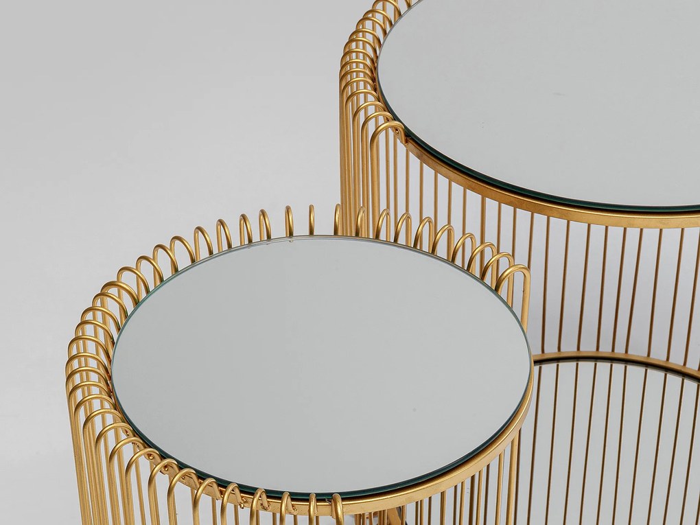 Wire Double set príručných stolíkov mosadzný