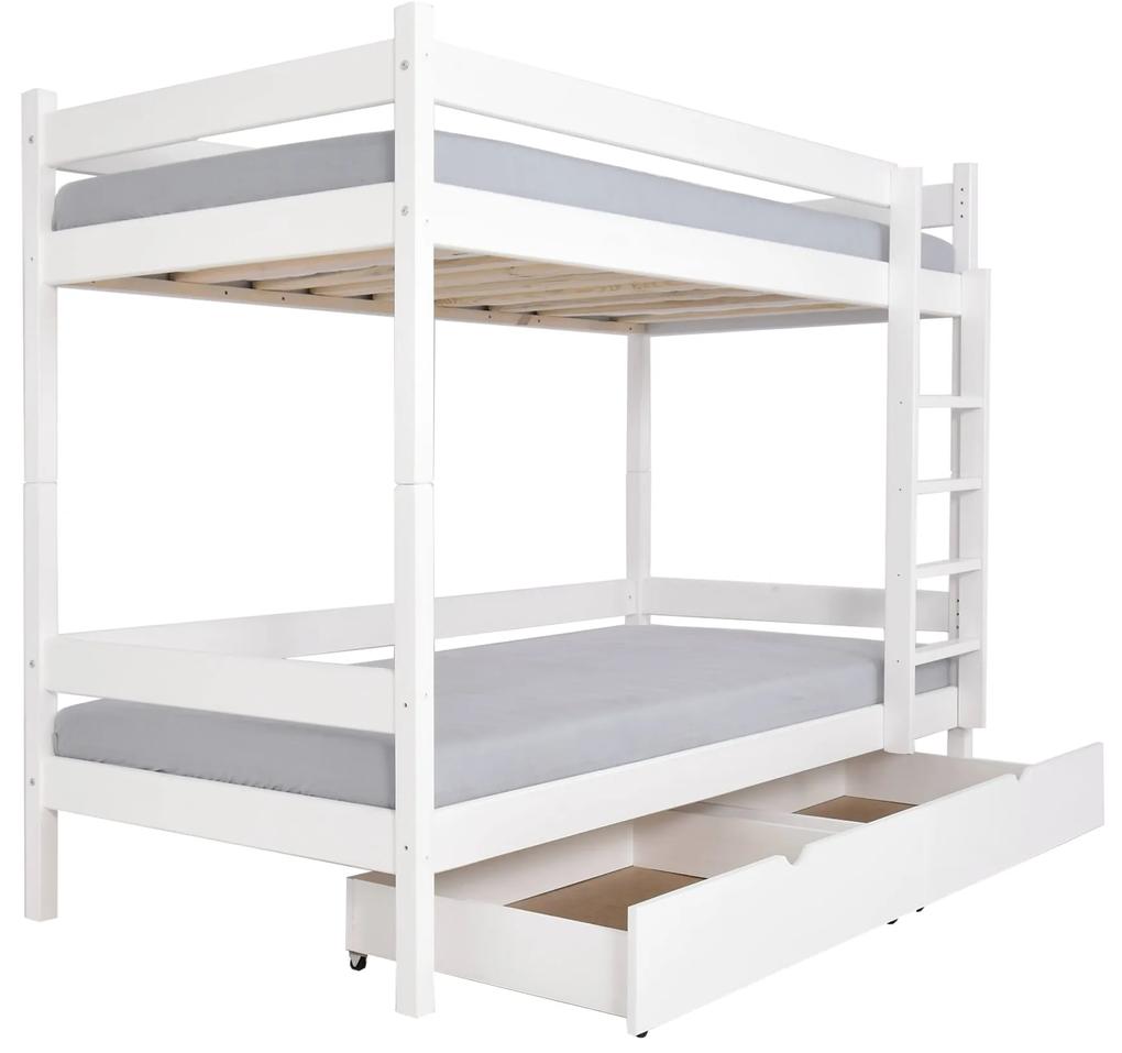 Wilsondo Poschodová posteľ s úložným priestorom Paula 2 200x90 Biela
