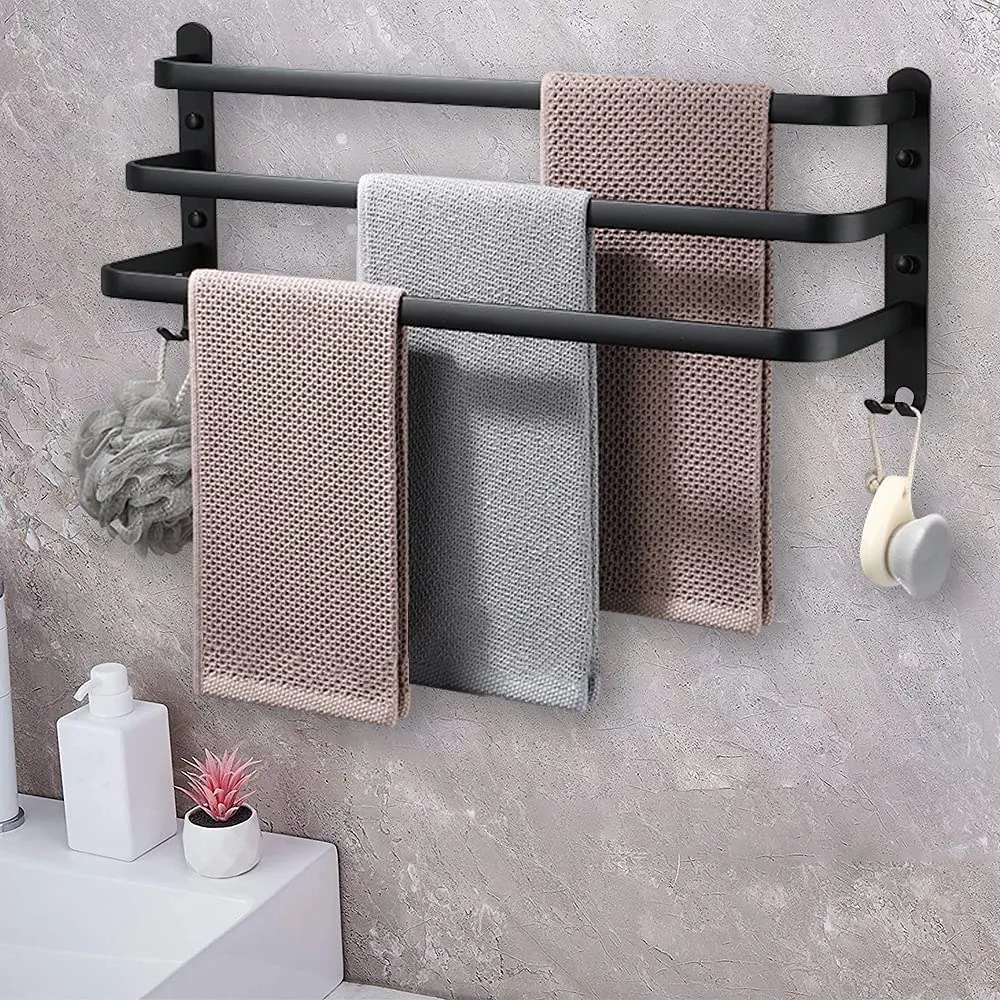 Nástenný vešiak na uteráky ATHOS 50 cm - čierny