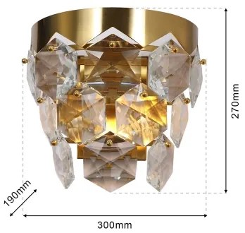 Krištáľové nástenné svietidlo GRACE 2xE14/40W/230V zlatá