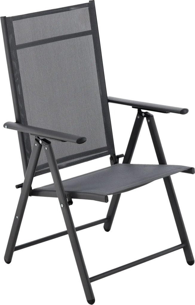 CH Polohovateľná záhradná oceľová stolička Glam - tmavosivá