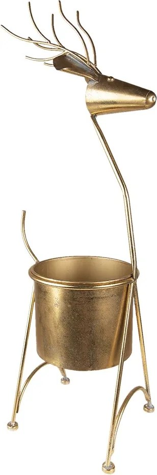 Zlatý antik dekoračný kvetináč v tvare jeleňa - 29*22*78 cm