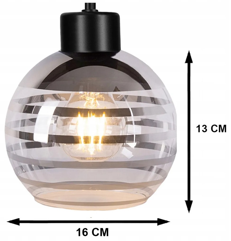 BERGE Sklenená LED nástenná lampa 1xE27 - gulička s horizontálnymi pruhmi