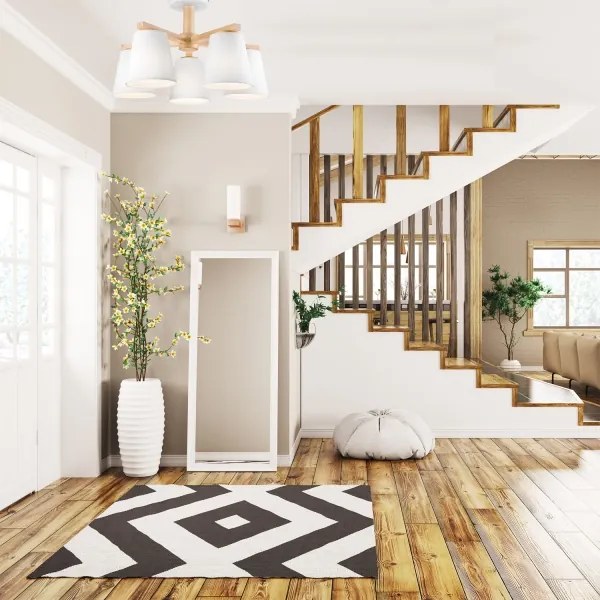 Prisadený luster ELLIE 5xE27/60W/230V biela/buk