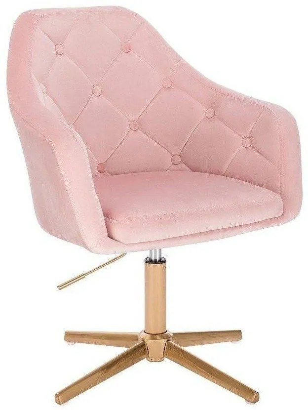 LuxuryForm DESIGN Kreslo ANDORA VELUR na zlatom kríži - svetlo ružová