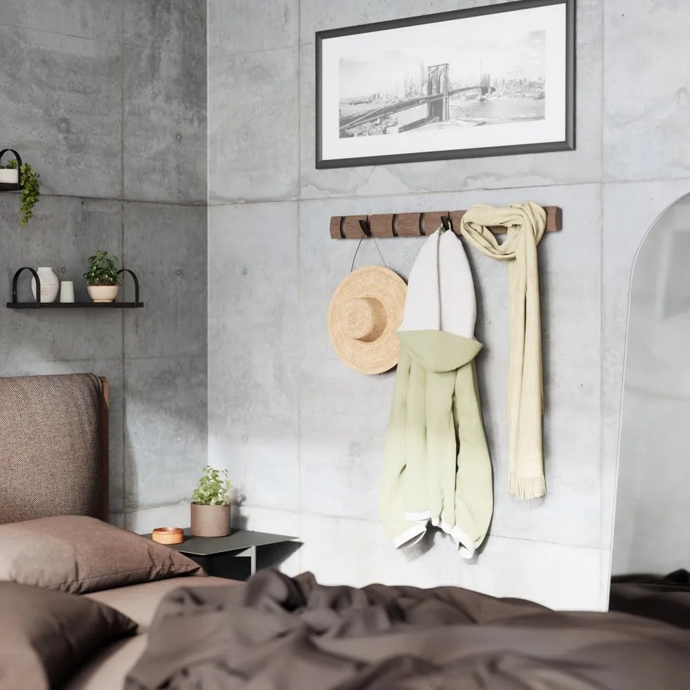 Sivý nástenný vešiak z topoľového dreva Flip - Umbra