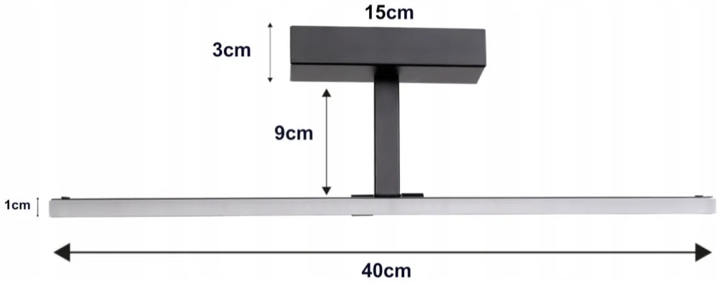 BERGE Nástenné svietidlo LED do kúpeľne - 40 cm - 9W čierne