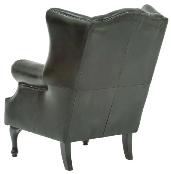 furniture-nabytek.cz - Masívne kreslo ušák Chesterfield Pittsfield z pravej kože, zelené