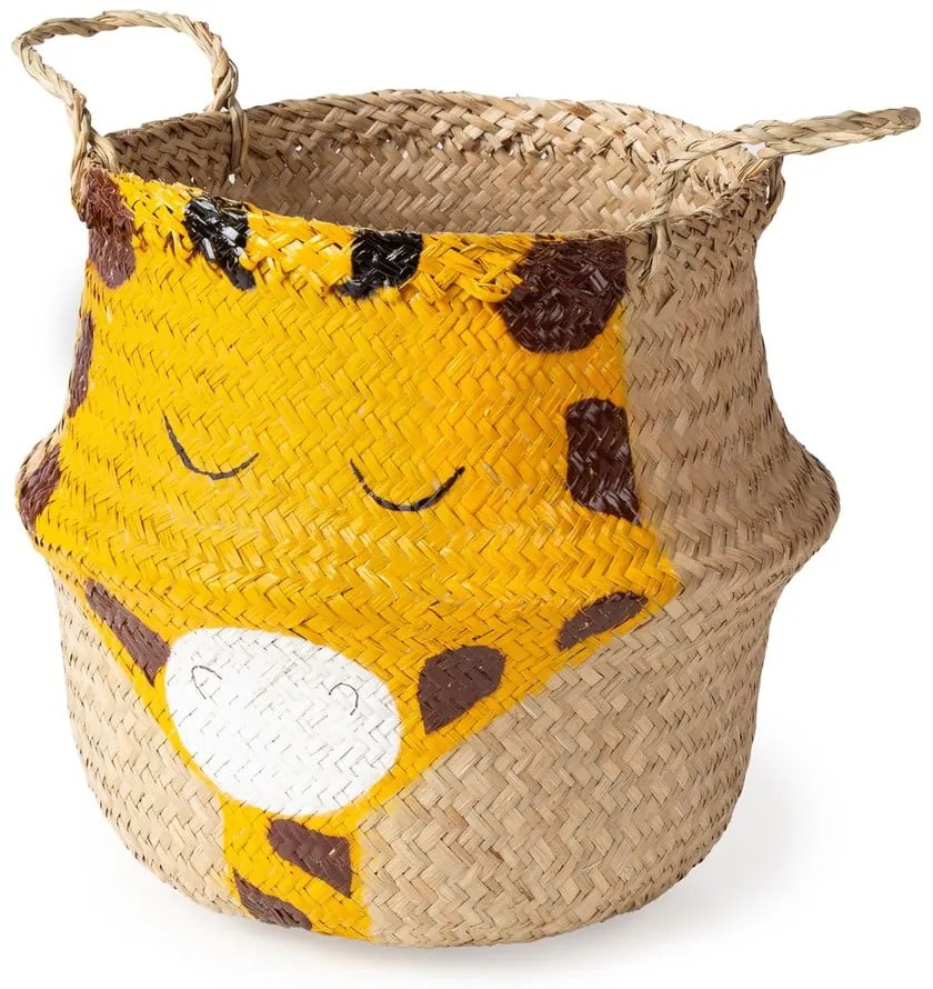 Detský kôš na hračky z morskej trávy v žlto-prírodnej farbe ø 30x28 cm Giraffe – Compactor