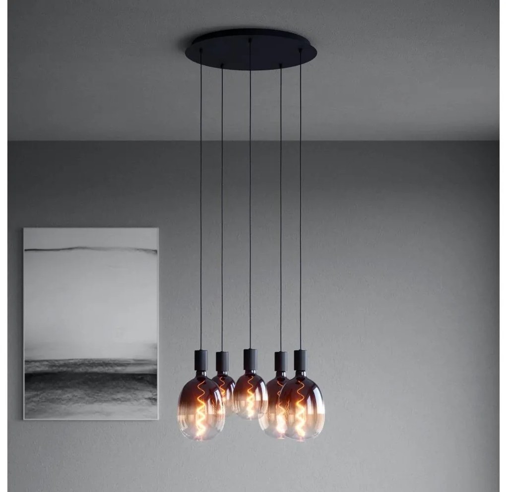 Eglo 390267 - Luster na lanku HUEBRO 5xE27/40W/230V čierna