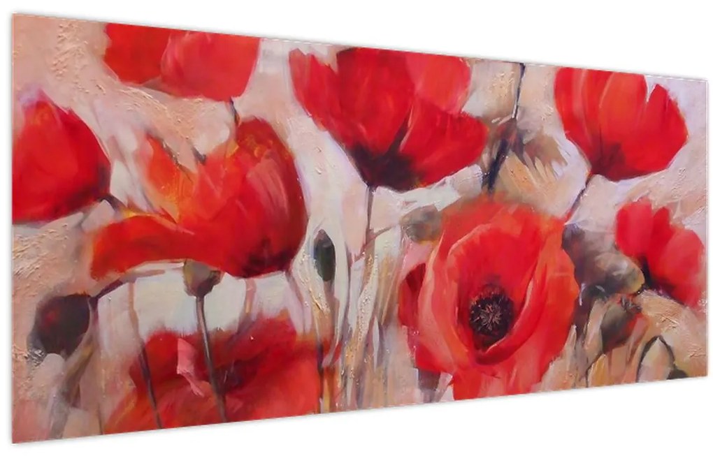 Obraz - Vlčie maky (120x50 cm)