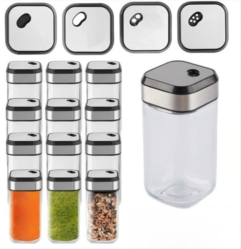 usporadejto.cz Sada 16ks koreničiek INOX 100ml + 4ks nerezový organizér na koreničky VASKY - NEREZ + sada 24ks štítkov