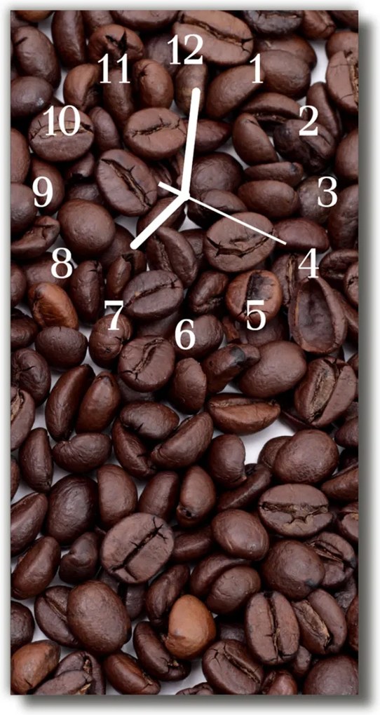 Nástenné hodiny vertikálne  Kuchynská zrná hnedé kávy