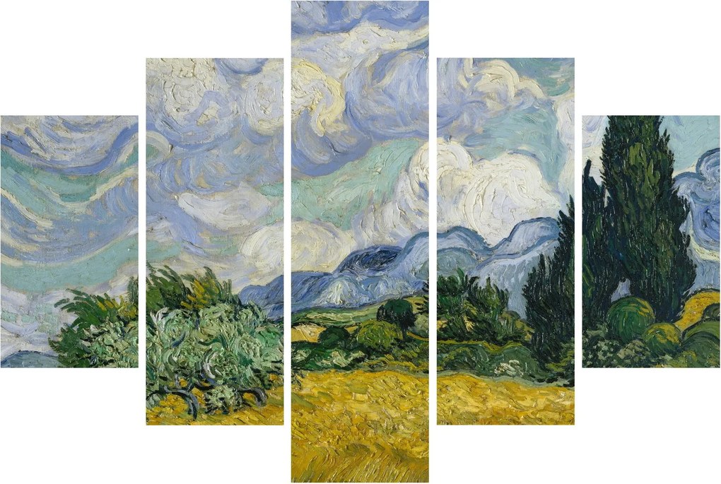 Obraz - Vincent van Gogh, Wheat Field with Cypresses, reprodukcia (150x105 cm)