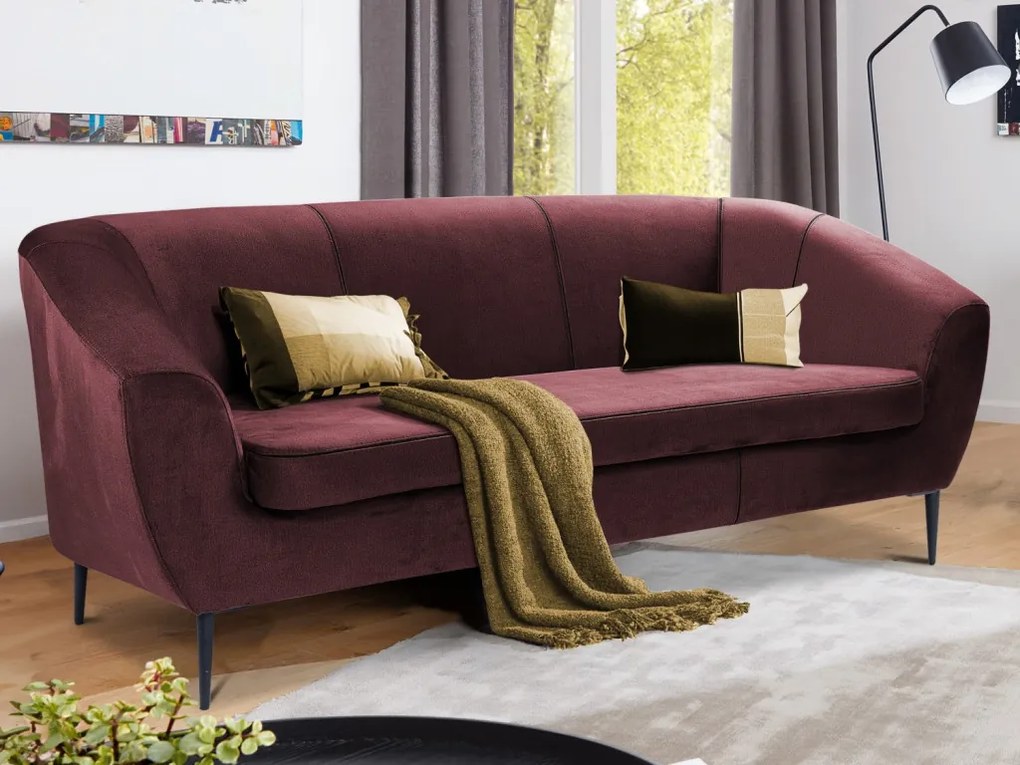 Trojmiestna pohovka Olivio, vínová zamatová látka