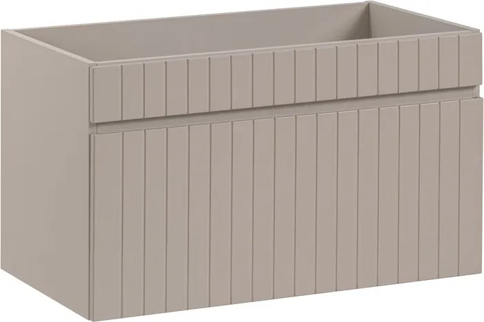 Kúpeľňová zostava Iconic 80 cm so zápustným umývadlom, skrinkami a zrkadlom kašmír/biela