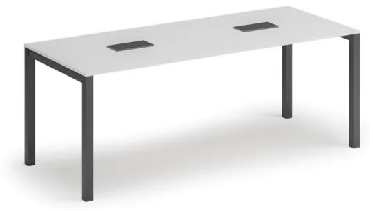 Stôl SQUARE 2000 x 800 x 750, biela + 2x stolná zásuvka TYP I, čierna