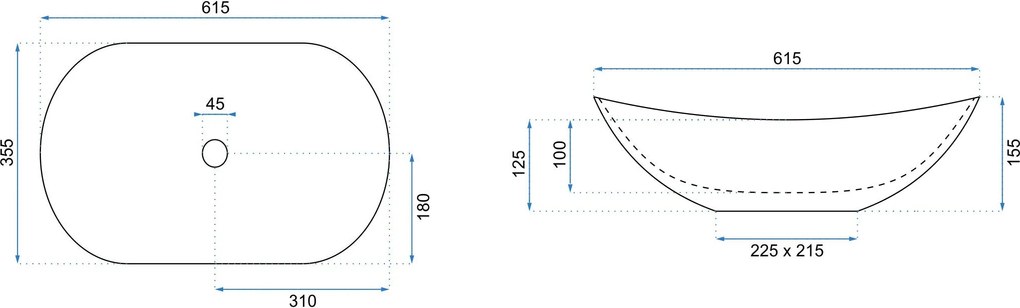 Rea Royal, umývadlo na dosku 615x355x155 mm, zelená matná, REA-U6372