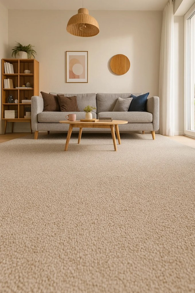 Koberec metráž Supersoft 250 béžový, šíře 4m, béžová, ab (mriežka), obývacia izba, Tapibel