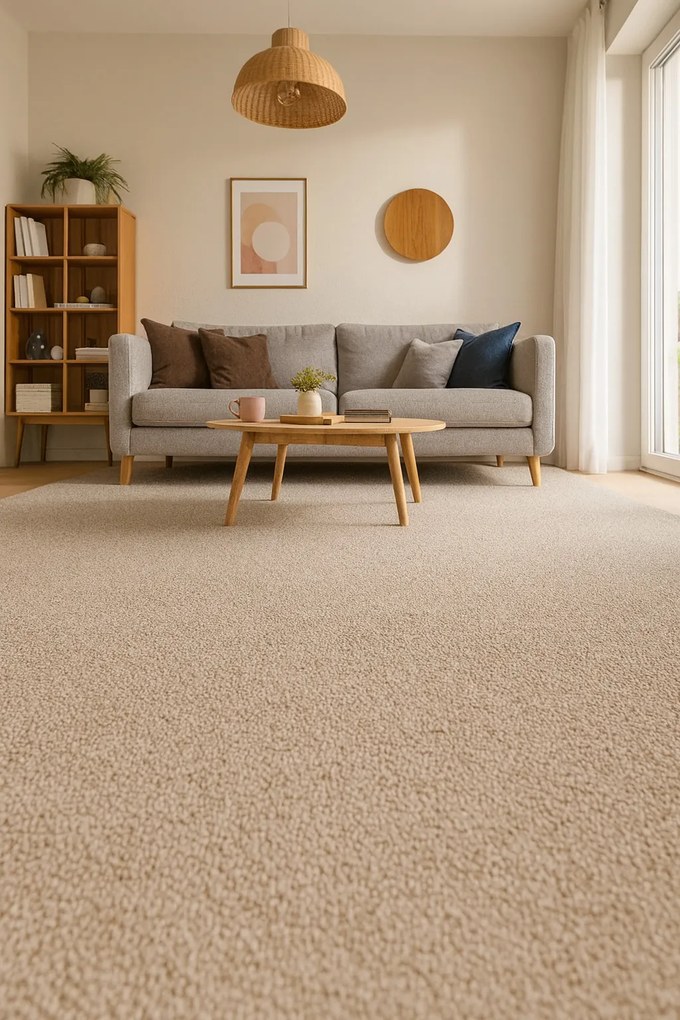 Lano, Koberec metráž Supersoft 250 béžový, šíře 4m, béžová, ab (mriežka), obývacia izba
