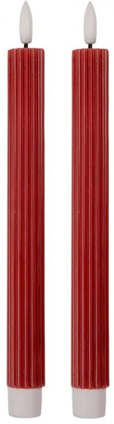 Set 2ks vínová úzka sviečka s vrúbkovaním Led Candle - Ø 2*25 cm / 2*AAA