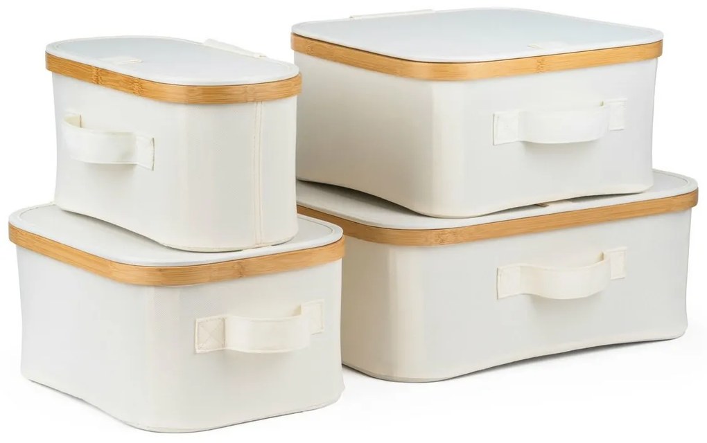 Úložný box G21 24 x 30 x 15 cm, bambusový s vekom, béžový